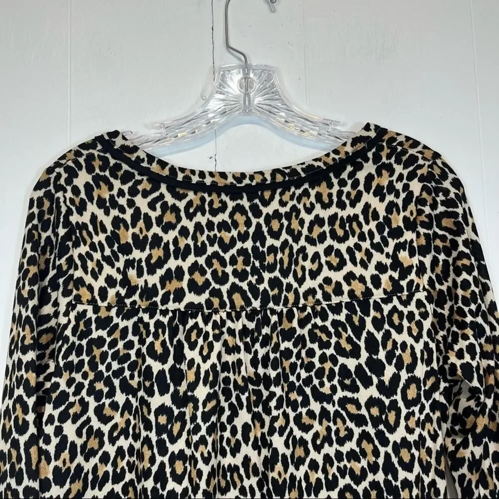 Kate Spade Leopard Animal Printed Long Sleeve Shirt Size Woman's Small